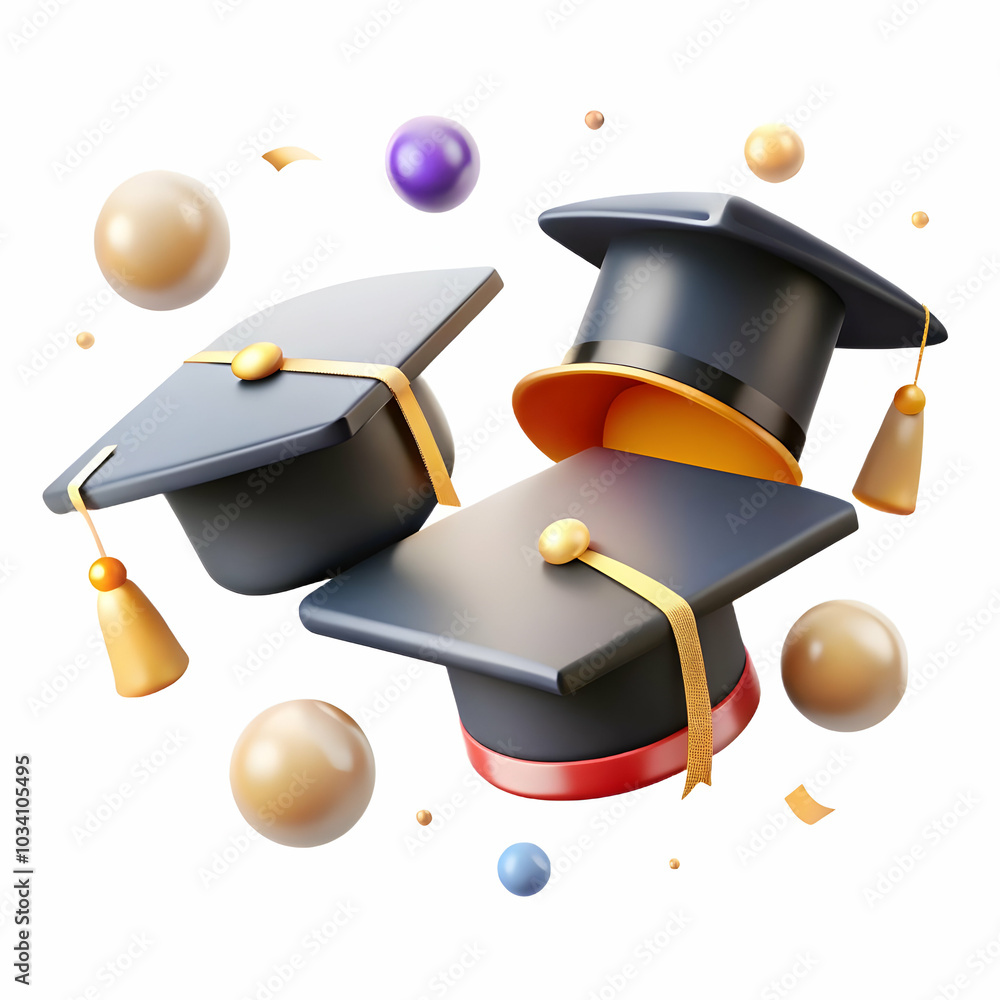 Poster bokeh graduation party concept: captivating scene with graduates throwing caps, soft bokeh backgroun