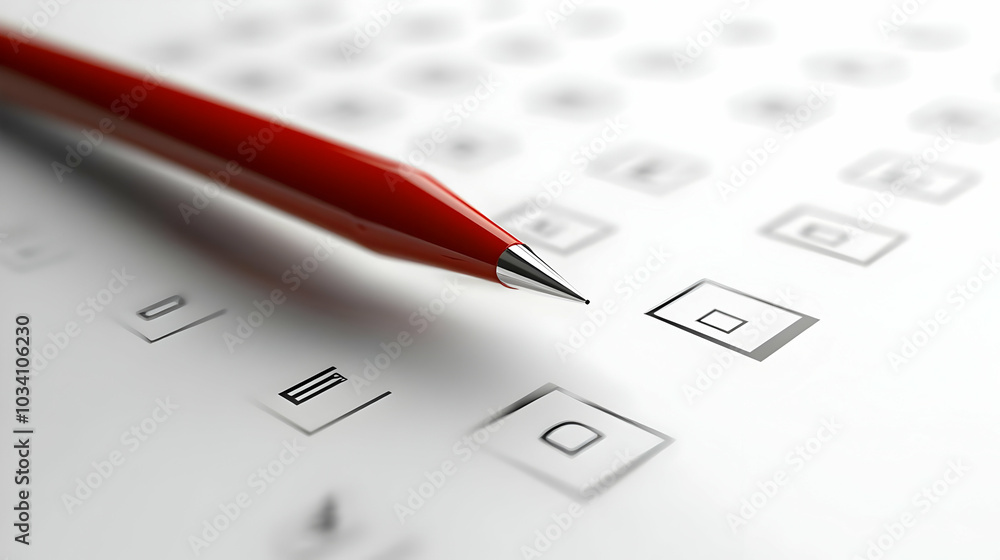 Poster 3d glossy ballot with policy checklist for informed voting � macro shot of a detailed checklist icon