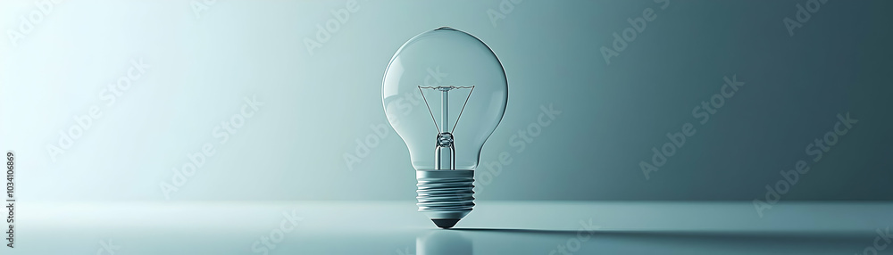 Poster plain light bulb on glossy white surface symbolizing innovation and ideas in esg business discussion