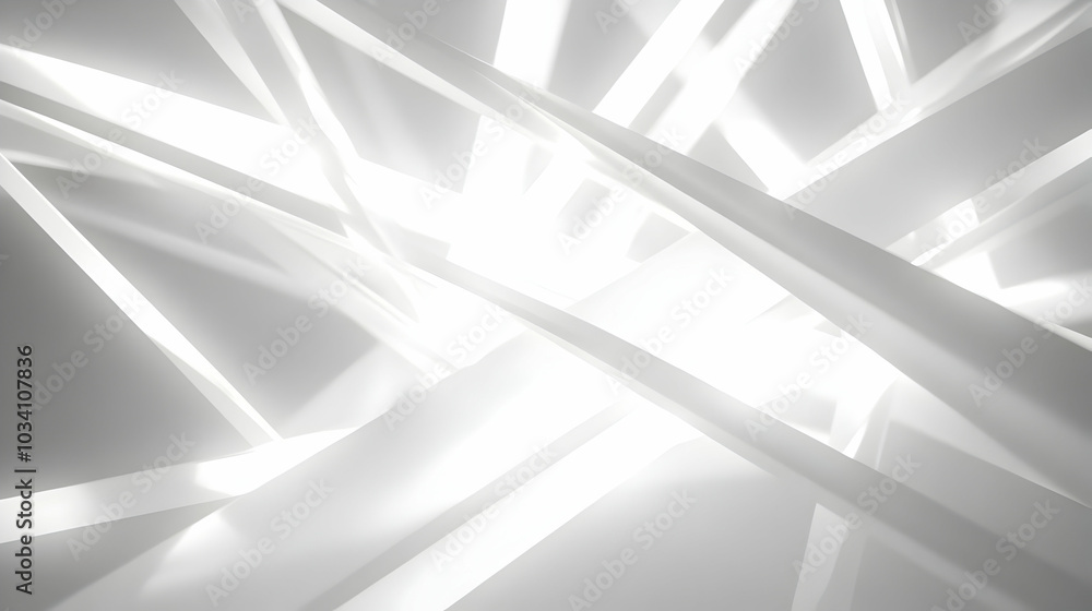 Poster 3d cognitive enhancement concept: close-up of intersecting white light beams symbolizing improved me