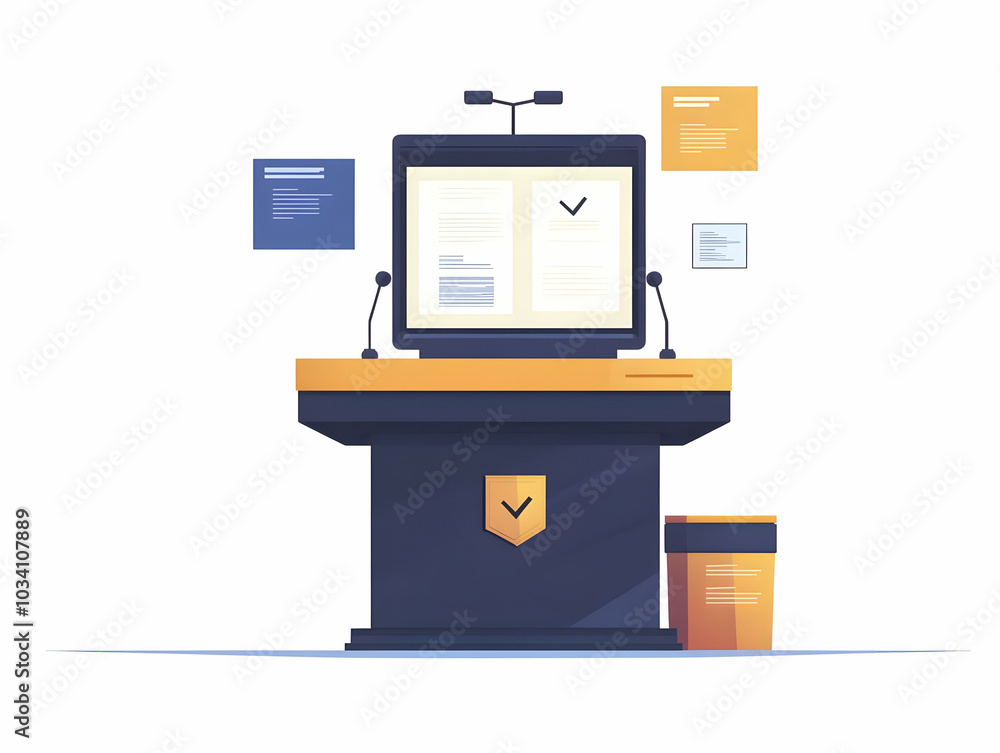 Poster flat ballot box with x-ray vision: a wide shot illustrating secure internal mechanisms and election 