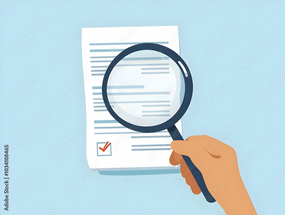 Poster flat magnifying glass frame focusing on ballot details with copy space for voting procedures - simpl