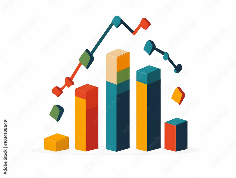 Poster flat plain backdrop with rising 3d bar graphs representing increasing voter turnout on clean light g