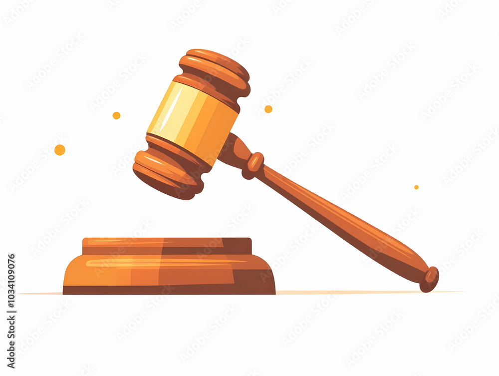 Poster flat glossy gavel and sound block: symbolizing election laws and voter rights with ample copy space 