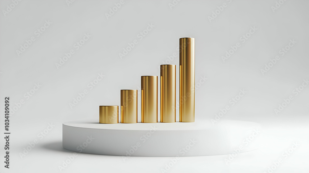 Poster 3d podium with rising vote count graph concept - medium shot of sleek podium with 3d graph on top, u