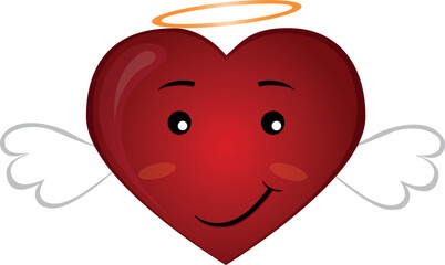 Angelic heart. Sticker heart with wings.