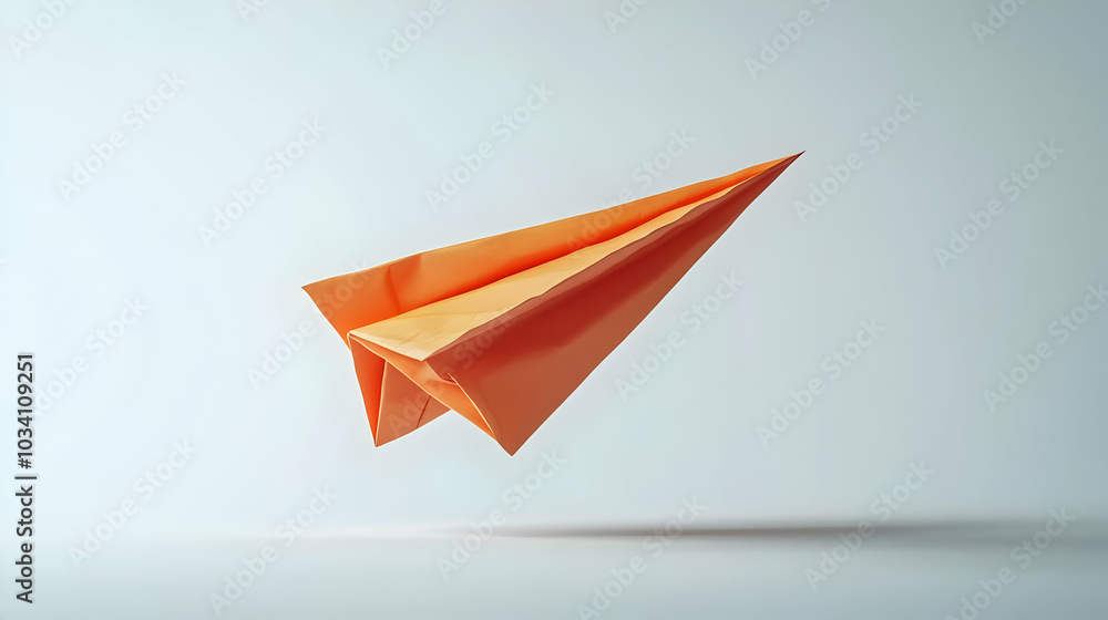 Poster 3d soaring policy document concept: paper airplane ascent against white backdrop - visualizing new p