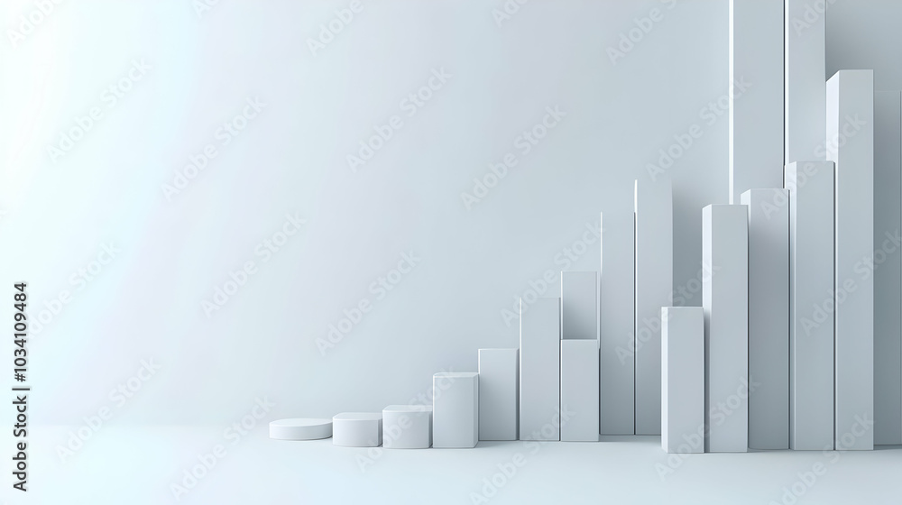Poster 3d light gray plain backdrop with rising bar graphs for increasing voter turnout | clean and modern 