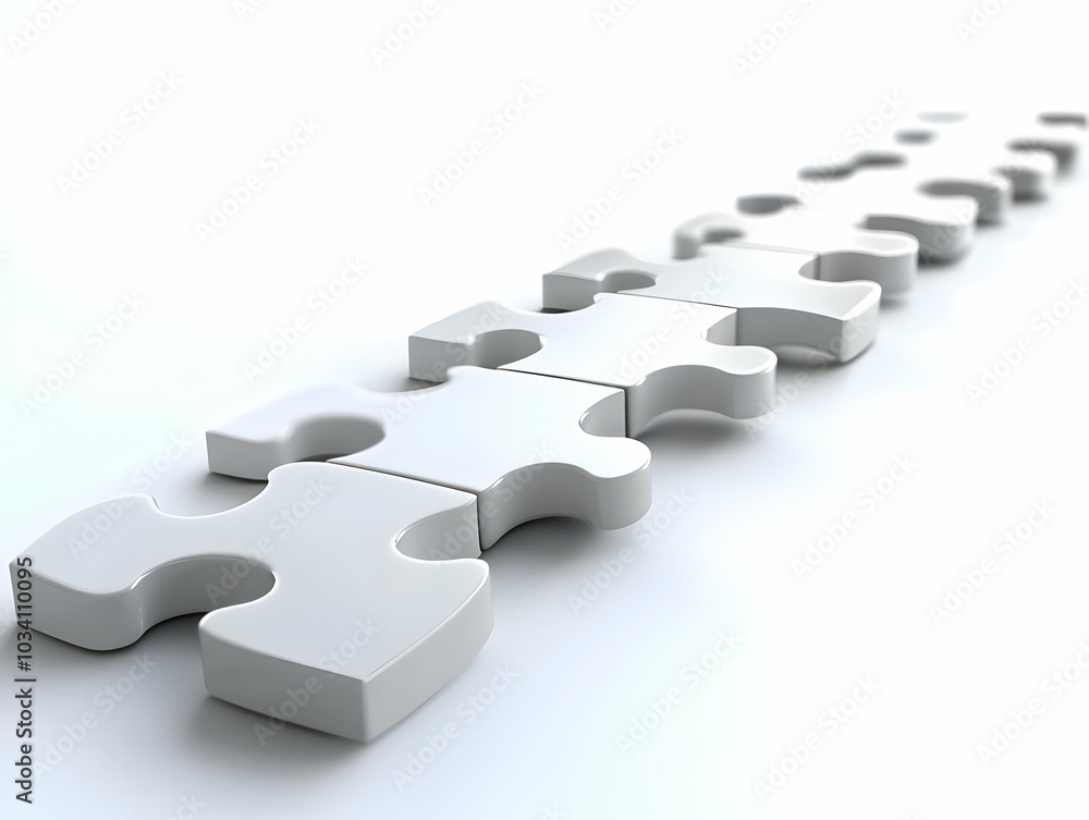 Poster flat glossy puzzle pieces concept: close-up of glossy puzzle segments creating a policy document, wi