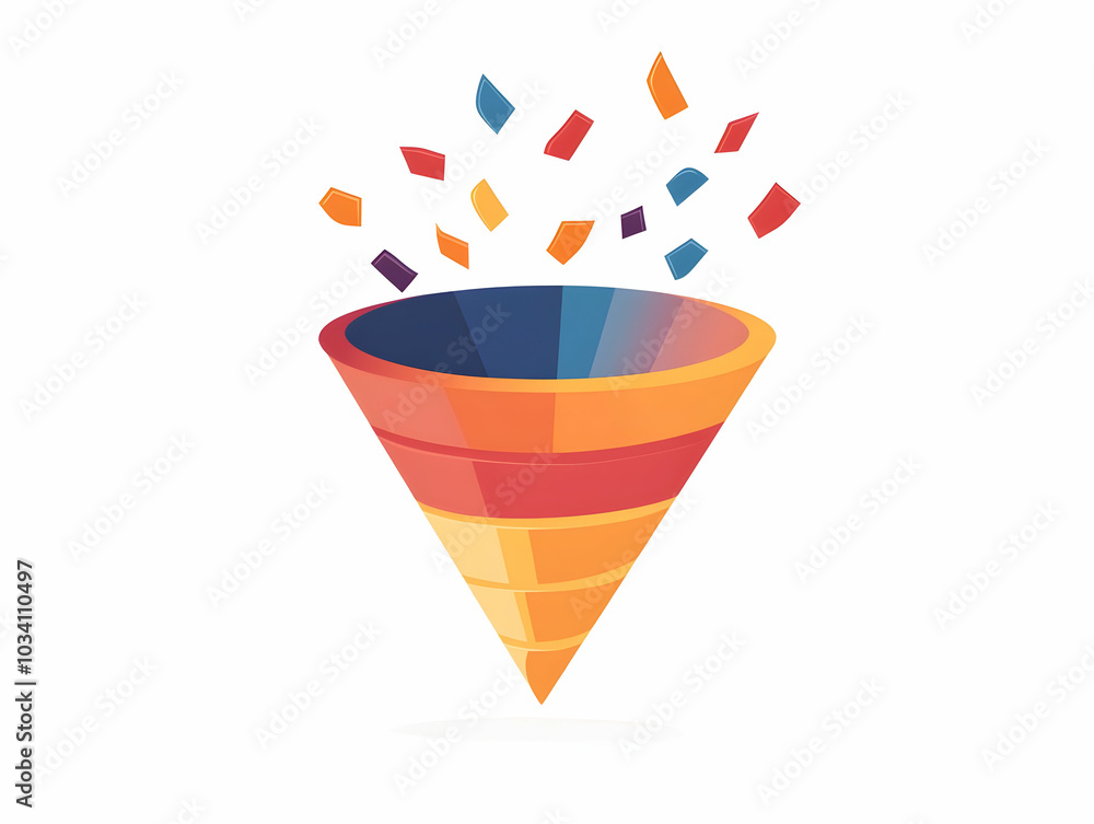 Poster Flat Ascending Votes Funnel Concept: Visualize Democratic Will with Rising Votes in a Simple Vector Illustration on White Background