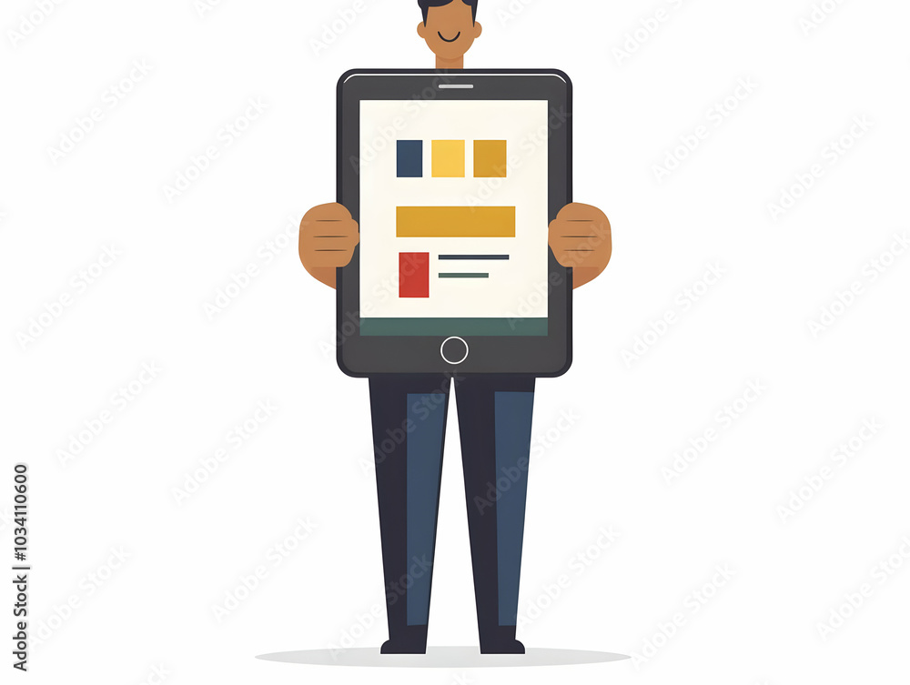 Poster flat vector illustration of a digital device featuring an online voting interface concept on tablet 
