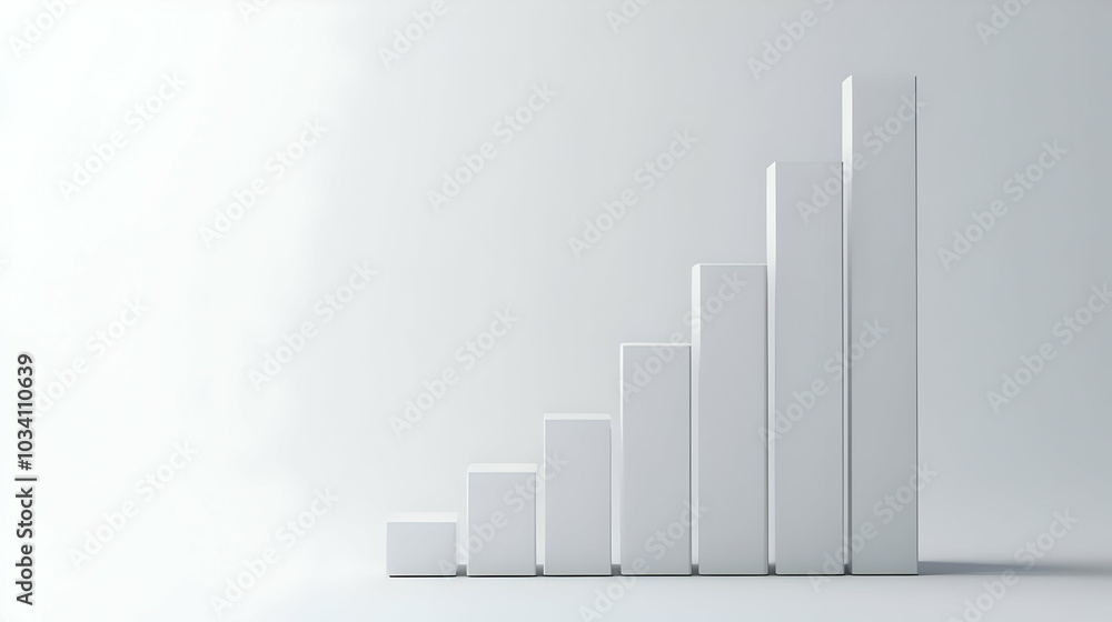 Poster 3d plain backdrop with rising bar graphs: clean light gray background featuring increasing voter tur