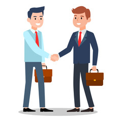 Obraz premium Businessmen shaking hands, symbolizing teamwork and success in an office setting