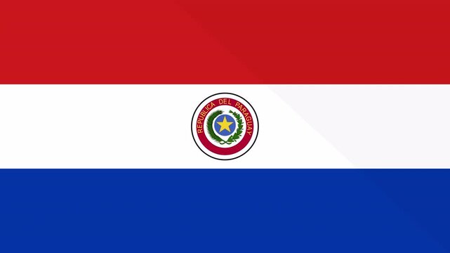 Animation of the appearance and disappearance of a flat flag 2D Paraguay