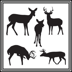 Elegant Deer Silhouette Vector for Wildlife Designs
