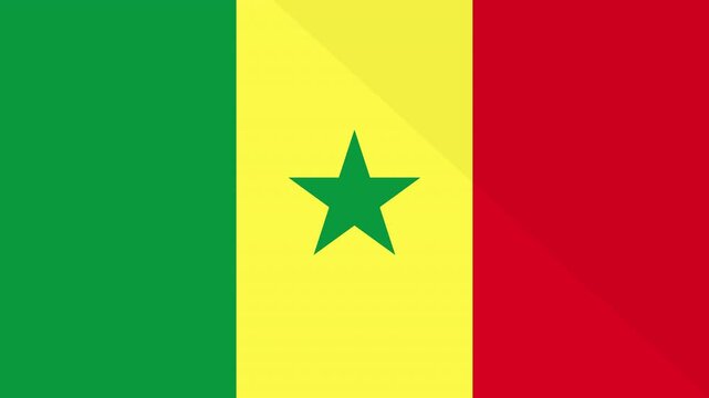 Animation of the appearance and disappearance of a flat flag 2D Senegal