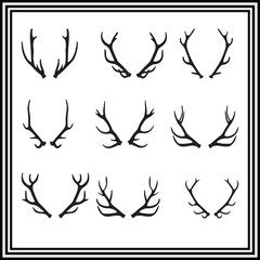 A set o black deer antlers isolated on white background