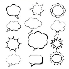 Speech and Thought Bubbles Vector Set for Comics and Infographics.