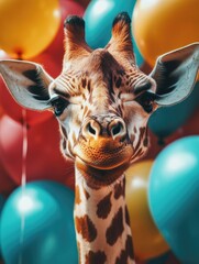 Giraffe with Balloons