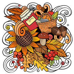 Autumn cartoon vector doodles illustration