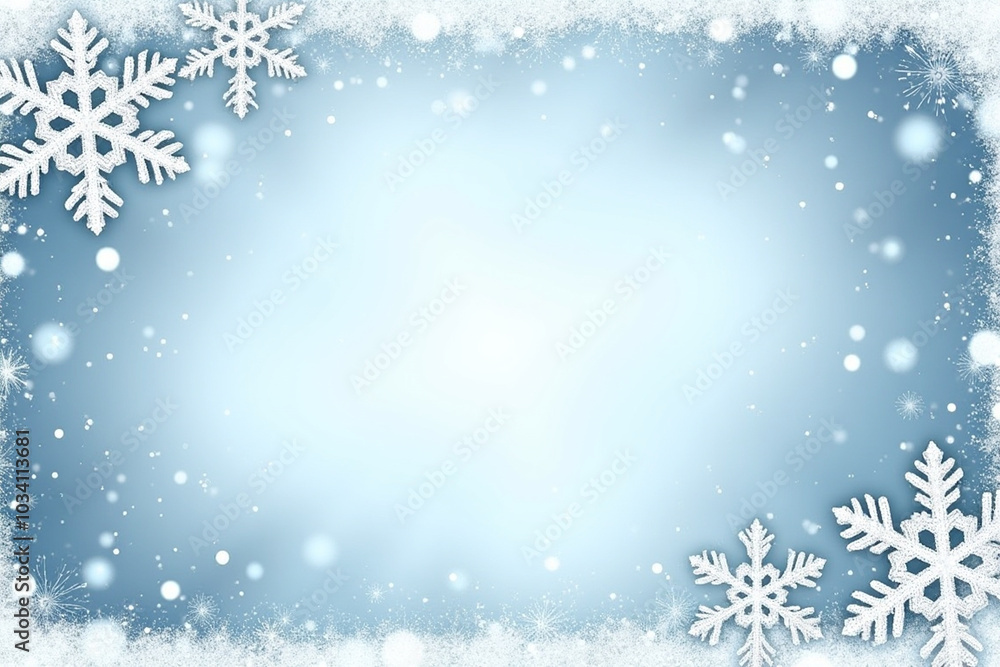Wall mural snowflakes winter rectangle frame with custom text place