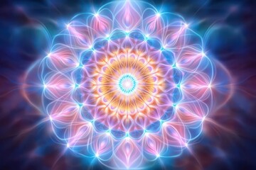 Obraz premium Abstract mandala with vibrant colors and intricate patterns, isolated on dark background.