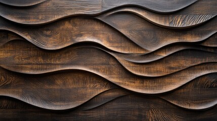 Abstract wooden wall with a wavy, textured pattern.