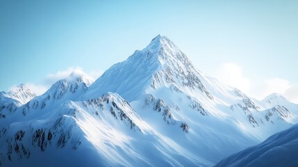 Obraz premium Snowy mountain peaks under a blue sky.