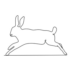  Bunny rabbit in continuous line art drawing style. Hare black linear sketch isolated on Vector illustration A minimalist line art illustration of a rabbit sitting next, all depicted with smooth,