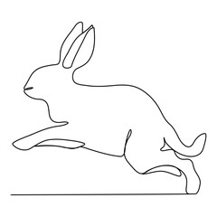  Bunny rabbit in continuous line art drawing style. Hare black linear sketch isolated on Vector illustration A minimalist line art illustration of a rabbit sitting next, all depicted with smooth,