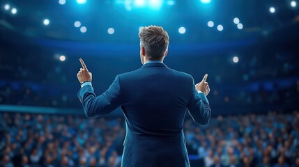 Motivational Speaker Inspiring Audience On Stage