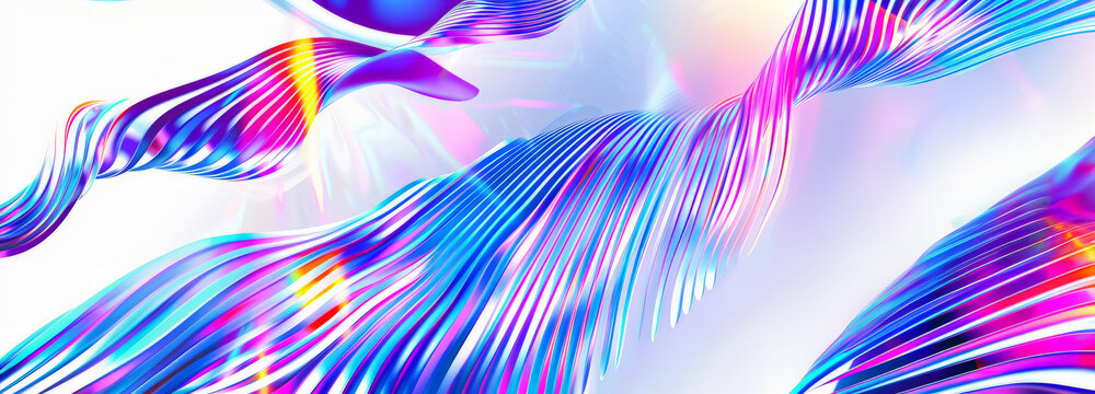Abstract digital futuristic 3d background with liquid neon waves. Neon gradient waves and led lines in blue and violet colors, futuristic organic cover
