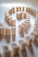 Spiral Arrangement of Dominos on White Surface