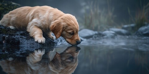 Dog at Water's Edge