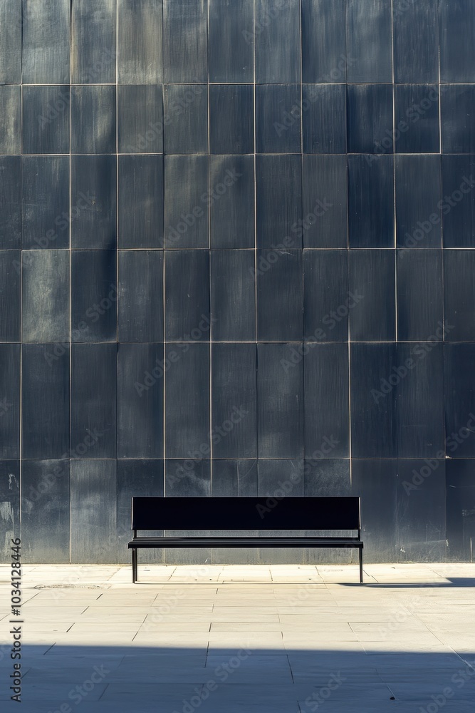 Poster empty urban square with a single bench