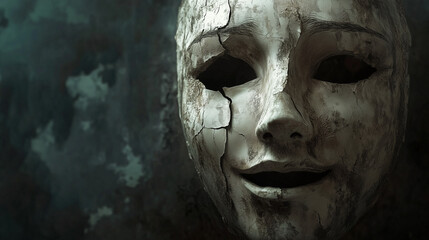 Obraz premium Wydobywający się z ust śmiech, pozbawiony prawdziwej radości, maskuje głęboki ból wewnętrzny.