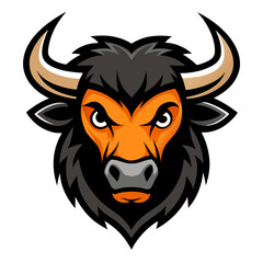 Bison head mascot logo vector illustration