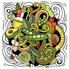 Cartoon vector doodles Diet food illustration