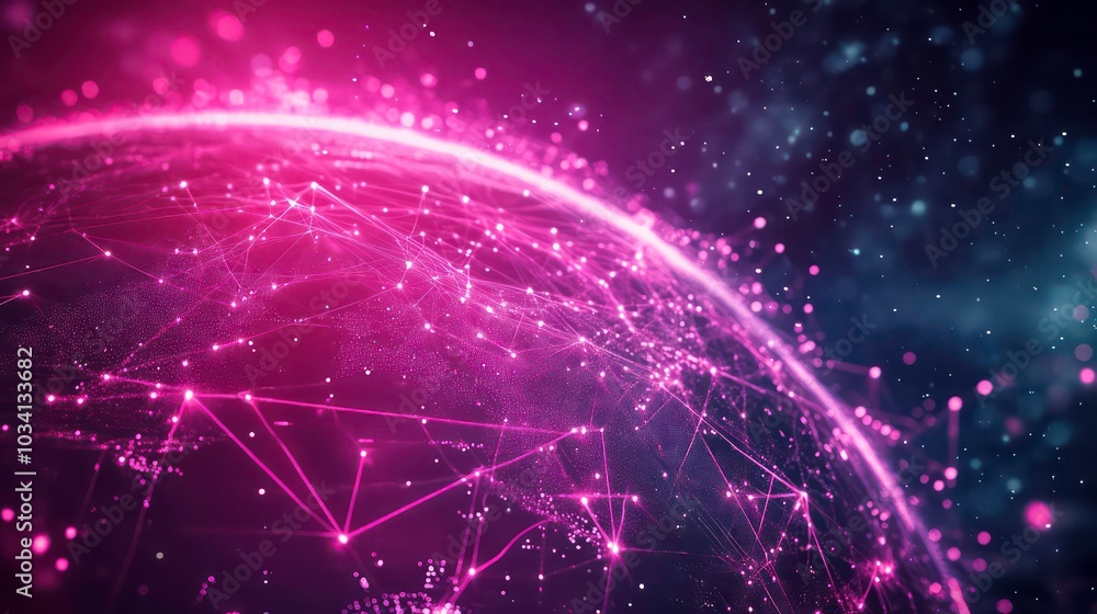 Aufkleber a stylized representation of the globe with interconnected nodes representing global communications,
