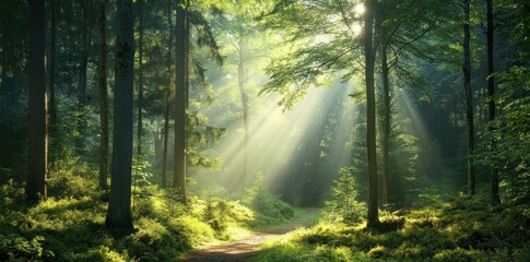 Obraz premium Sunbeams in the Forest