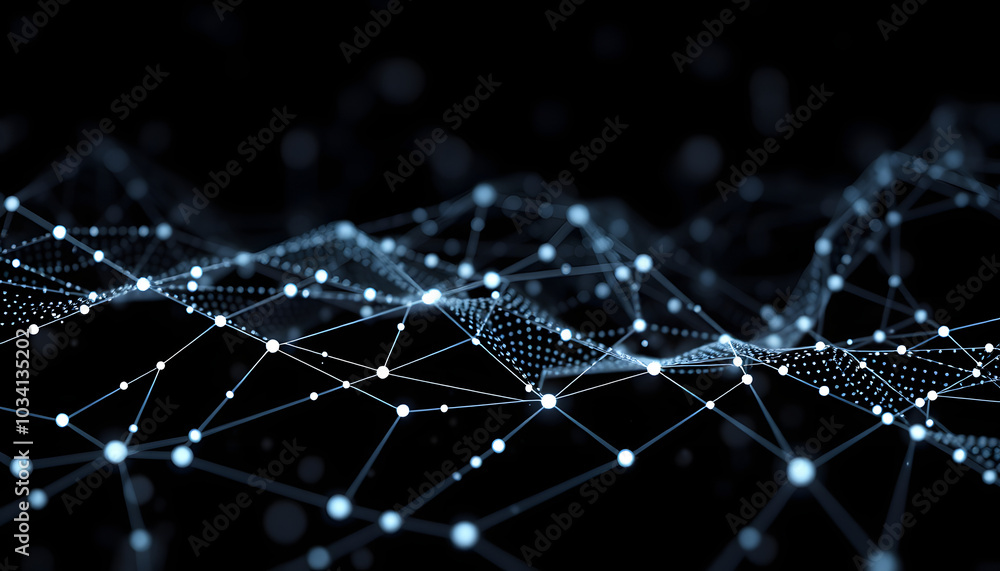 Wall mural data technology background. abstract background. connecting dots and lines on dark background. 3d re