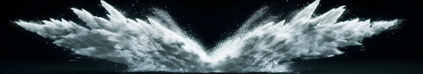 A dramatic splash of water creating a visual resembling wings.