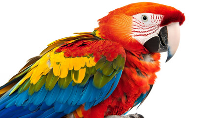 Fototapeta premium A vibrant parrot with colorful feathers isolated on a transparent background, PNG 