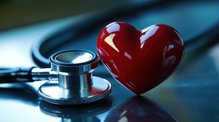 Medical Heart and Stethoscope Close Up