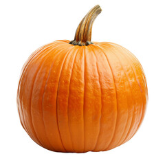 Bright orange pumpkin resting on a transparent background, perfect for autumn decorations and festive harvest celebrations