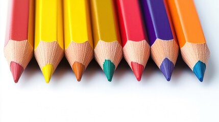 Fototapeta premium Vibrant Colored Pencils Arranged in a Row