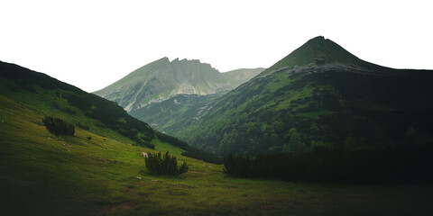 Green Mountain Landscape, Hill & Valley, Outdoor Beauty, Isolated Transparent PNG Background
