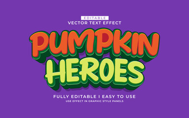 3d editable pumpkin heroes text effect graphic style template