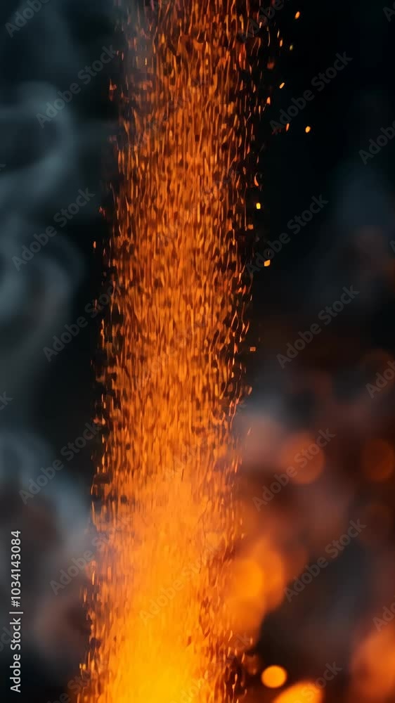 Wall mural rising fire sparks creating a dazzling display on a black background