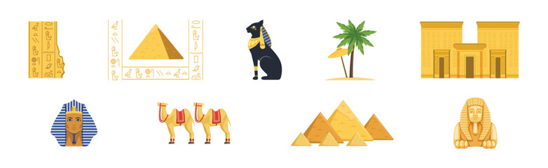 Fototapeta premium Egypt Symbols and Ancient Egyptian Object Vector Set